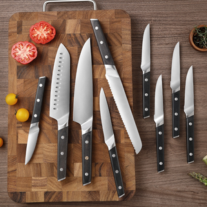 Ensemble de 10 couteaux de <span class=keywords><strong>cuisine</strong></span> en acier inoxydable à haute teneur en carbone avec manche pleine longueur, ensemble de couteaux de chef avec bloc et aiguiseur intégré, <span class=keywords><strong>cadeau</strong></span> - Product Image 1