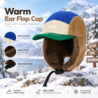 Casquette de baseball d'hiver personnalisée avec logo, chapeau bomber chaud à rabat, style streetwear tendance, bonnet de ski d'extérieur, faible MOQ, broderie personnalisée, 100% polyester