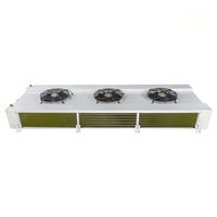 Radiateur de condensation horizontal à triple ventilateur axial, coque blanche pulvérisée, ailettes en époxy doré, pour entrepôt frigorifique à température moyenne