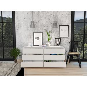 White <b>6</b>-<b>Drawer</b> Rectangle Dresser - Product Image 5