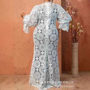 Nuovo Abito Lungo da Donna <span class=keywords><strong>Taglie</strong></span> <span class=keywords><strong>Forti</strong></span> con Maniche a Petalo in Pizzo, Elegante per il Lavoro - Product Image 3
