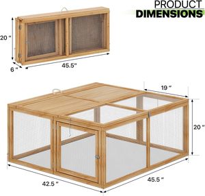 Foldable Wooden Small Animal Playpen With Wire Mesh and Expandable Design for Outdoor Indoor <strong>Pet</strong> <strong>Run</strong> Use - Product Image 5