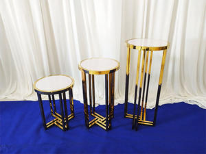 Plinthe personnalisée ronde en acier inoxydable doré de luxe de haute qualité pour la décoration d'événements de mariage - Product Image 6