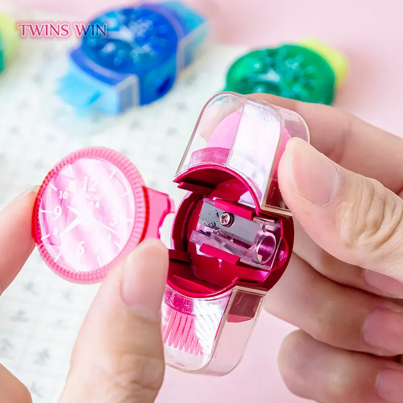 3 in 1 Sharpener with Eraser Student Watch Design Pencil Sharpeners for Kids School Stationery 326