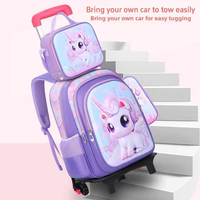 Juego de 3 Piezas de Mochila, Estuche para Lápices y Bolsa de Almuerzo para Estudiantes de Primaria, Mochila Escolar Impermeable con Dibujos Animados, Bolsas con Ruedas de 16 Pulgadas para Niños