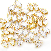 LS836 Navette zircon or griffe strass cousu à la main cristal strass pour robe de mariée chaussures sacs vêtements