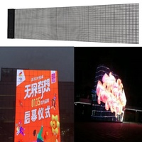 Écran publicitaire LED holographique transparent à panneau fin, prise en charge SDK pour animation de texte, indice de protection IP45, pas de pixel P10, vidéo pour métro