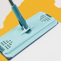 Serpillère plate mains libres avec seau, système intégré de lavage et séchage, tête en acier inoxydable, manche de 33 cm, grande serpillère pour le nettoyage des sols domestiques