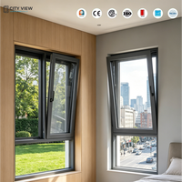 Ventanas Abatibles de Doble Acristalamiento con Marco de Aluminio para el Hogar, Ventana y Puerta Abatibles
