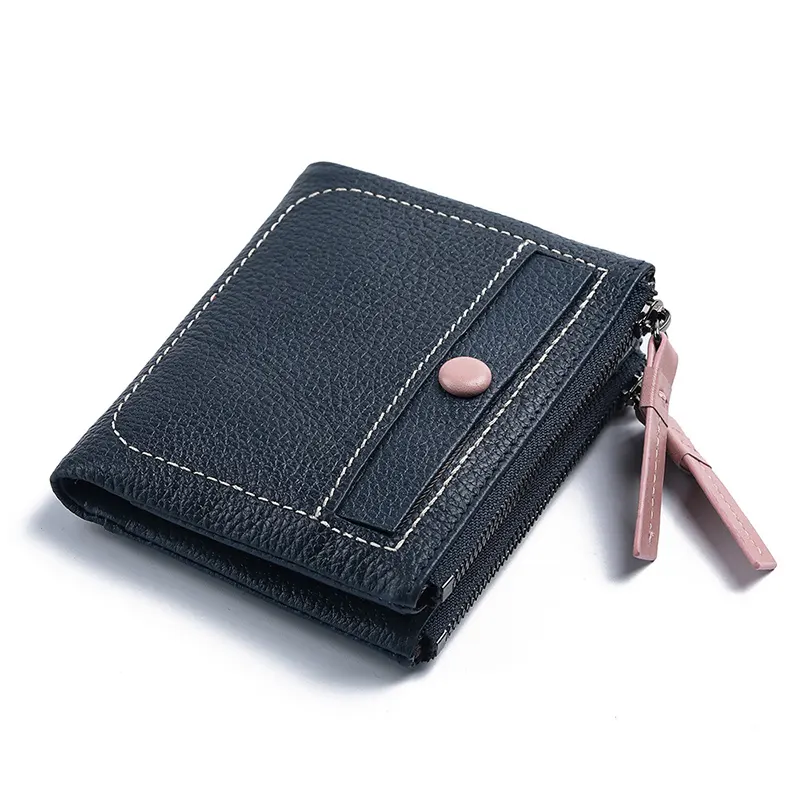 Wholesale Fashion Women Genuine Leather Wallet Credit Card Holder Crazy Horse Casual Ladies Coin Purse Leather Card Holder