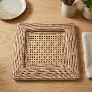 Best Seller Natural Rattan Charger Plates Handwoven Wedding <b>Table</b> Decoration Wicker Rectangle <b>Placemats</b> From Vietnam - Product Image 1