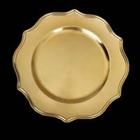 Assiette de présentation dorée vintage pour mariage, en plastique, ronde de 13 pouces, avec motif couronne en relief