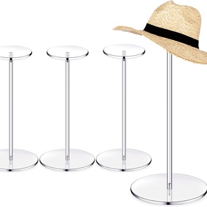 Wholesale Custom Premium Acrylic Clear <b>Hat</b> Display <b>Stand</b> for Cap Fedora Cowboy <b>Hats</b> with Pedestal Base USA Origin - Product Image 6