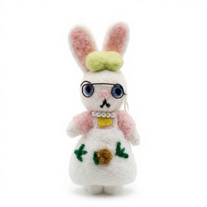 Muñeco de Fieltro de Lana Bordado a Mano, Ecológico, con Diseño de Conejo, para Colgar en la Pared, Decoración Navideña para Interiores - Product Image 2