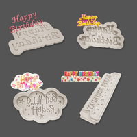Dampfkuchen-Geburtstagsbuchstaben-Form aus lebensmittelechtem Silikon, 4-teiliges transparentes DIY-Kuchendekorations-Set mit englischen Buchstabenkarten