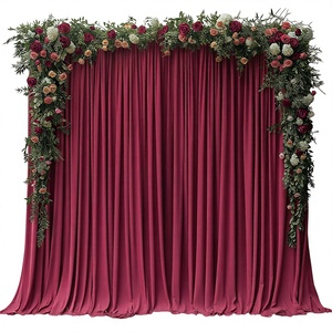 Cortinas de Fundo Vinho Borgonha 10x10ft 5x10ft Sem Rugas em Tecido Macio para Casamentos, Festas de Aniversário e Fotografia - Product Image 1