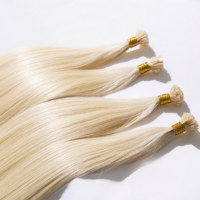 Extensions de cheveux humains pré-collées à pointe plate, cheveux russes vierges Remy, doux, lisses, invisibles, à pointe kératine