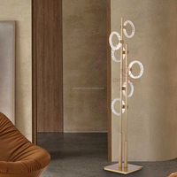 Lampe sur pied LED moderne nordique, éclairage décoratif d'intérieur pour salon avec anneau en métal acrylique, base E27, corps en aluminium