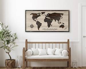 Artigianato in legno fatto a mano in legno mappa del mondo in legno inciso al Laser scava fuori il segno personalizzato decorazione della parete in metallo mappa del mondo - Product Image 2