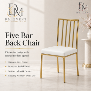Gold Vertical Slat Back Stainless Steel Event Chair with <b>White</b> <b>Cushion</b> for Wedding and Hotel Banquets Wholesale Seating - Product Image 1