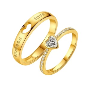 Juego de Anillos Ajustables Clásicos para Pareja, Anillos Abiertos de Latón Chapado en Rodio/<span class=keywords><strong>Oro</strong></span> con Diseño de Flor de Circonio para Enamorados - Product Image 6