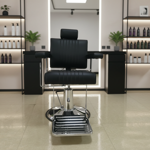 Fauteuil de Barbier Rotatif Moderne de Luxe Écologique 2026 avec Base Carrée Chromée et Pompe Hydraulique Robuste pour Salon de Beauté - Product Image 5