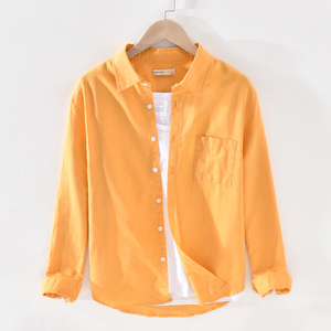 Camicie con abbottonatura a caldo nuove camicie da <span class=keywords><strong>uomo</strong></span> a manica lunga di alta qualità in morbido <span class=keywords><strong>lino</strong></span> Casual - Product Image 3