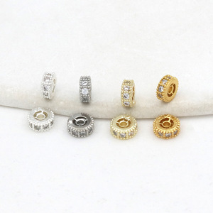 Zircon <b>Wheel</b> Beads Spacer Beads 14k Gold Plated Copper DIY Jewelry Accessories <b>Small</b> Size For Bracelets Necklaces C45 - Product Image 4