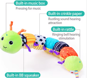 신제품 창조적 인 사용자 정의 감각 동물 진정 애벌레 딸랑이 주름 뮤지컬 배 시간 장난감 통치자와 함께 - Product Image 2