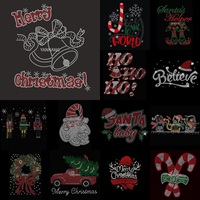 MOQ 30 pièces – Motifs de transfert en cristal personnalisables pour T-shirts – Décorations thermocollantes Bling Joyeux Noël