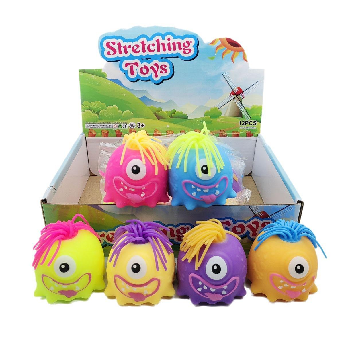 2026 Stretchable Hair One-Eyed Monster Squishy Toy Stress Relief Squeeze Venting Novelty Gift for Kids Adults Desktop Decor