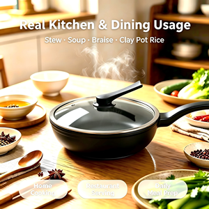 <span class=keywords><strong>Wok</strong></span> en céramique pleine, non revêtue, de 33 cm, poêle à frire en céramique solide pour cuisinière à gaz, sûre et saine - Product Image 5