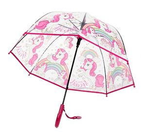 Nuevo Paraguas Infantil Colorido de Princesa, Lindo Paraguas de Unicornio de Plástico Transparente con Borde Decorado, en Stock - Product Image 1