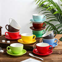 Taza de Café de Porcelana de Lujo con Logotipo Personalizado, Juego de Taza y Platillo para Cappuccino de 220 ml para Cafetería y Hotel
