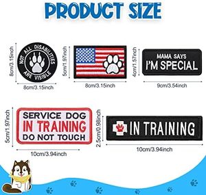 美国国旗刺绣补丁服务狗背带背心可拆卸训练Velcro聚氯乙烯面料训练训练项圈 - Product Image 2