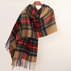 Merino len khăn choàng với tua Scottish kiểm tra thiết kế mềm mùa đông ấm khăn choàng 70*210cm tùy chỉnh nhãn - Product Image 4