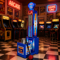 Hercules 1ère Génération : Machine d'Arcade à Monnayeur « King of Hammer » – Test de Force de Frappe pour Parc d'Attractions