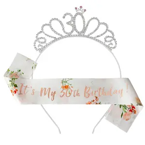 Nicro пользовательский блестящий цветок для вечеринки в честь Дня Рождения Королевская корона для взрослых для маленьких девочек тиара со стразами корона с поясом Набор праздничных предметов