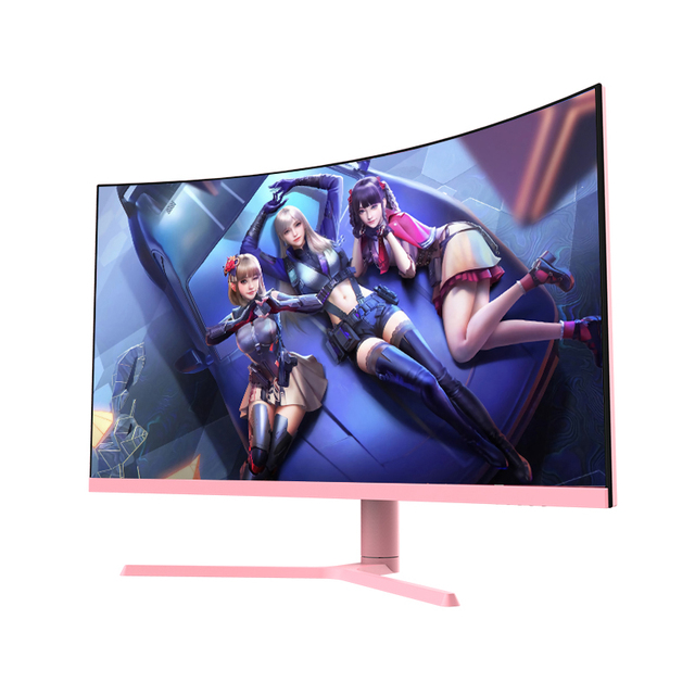 Free Sync 27 Inch Frameless Eled Backlight Moniteur Lifting Stand 165Hz 1920*1080 Pc Curved Pink Gaming Monitor
