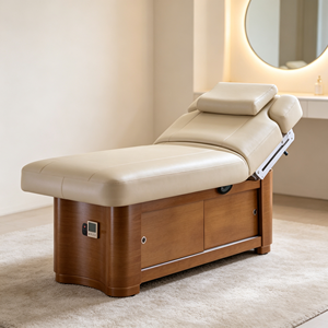 Modern Electric Spa Beauty Bed with Adjustable <b>Leg</b> Backrest Facial <b>Massage</b> Table Wooden Frame for Hotel Use - Product Image 6