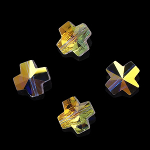 Zhubi 14MM Cruz en forma de colgante cuentas de vidrio para la fabricación de joyas a granel Aurora cuentas de cristal brillante DIY manualidades de Navidad - Product Image 2