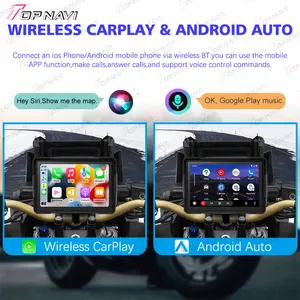 5-Inch Portable Motorcycle GPS Navigation With Front Rear Waterproof Camera Remote Control Radio Tuner Wireless Apple CarPlay