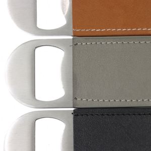 Ouvre-bouteille élégant en simili cuir et acier inoxydable, ouvre-bouteille portable pour cadeaux avec logo personnalisé - Product Image 4