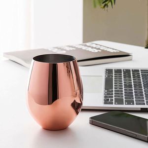 Verre à vin rouge en acier inoxydable de 570 ml en forme d'œuf, polyvalent, pour martini, cocktail, eau, idéal pour bar et restaurant - Product Image 2