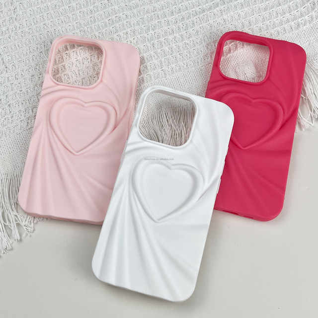 Cute Heart Matte Frosted Cases Personal Customization Wholesale Mobile Phone case for iPhone 16E 15 14 Pro Max Plus 16 Pro
