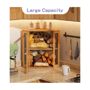 Boîte à pain d'angle pour comptoir de <span class=keywords><strong>cuisine</strong></span>, boîte à pain de ferme avec panneau de porte ondulé en acrylique, grande boîte à pain - Product Image 3