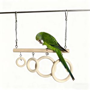 Anneaux suspendus pour oiseaux perroquets, pour mâcher, décoratifs, balançoires, poteaux à balançoire avec anneaux d'escalade et tunnel pour petits perroquets - Product Image 3