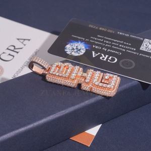 Pendentif personnalisé vertical en argent sterling 925 avec diamants moissanite, testé au diamant, vente chaude - Product Image 5