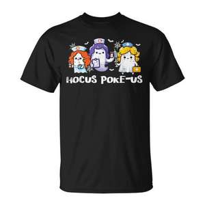 Hocus Poke Us Halloween Ghost Nurse T-Shirt Costume Scrub Top pour femme - Product Image 2
