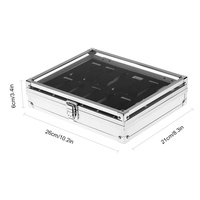 Boîte de rangement de montre en aluminium, taille personnalisée, boîte de rangement de luxe verrouillable avec couvercle en verre, pièces